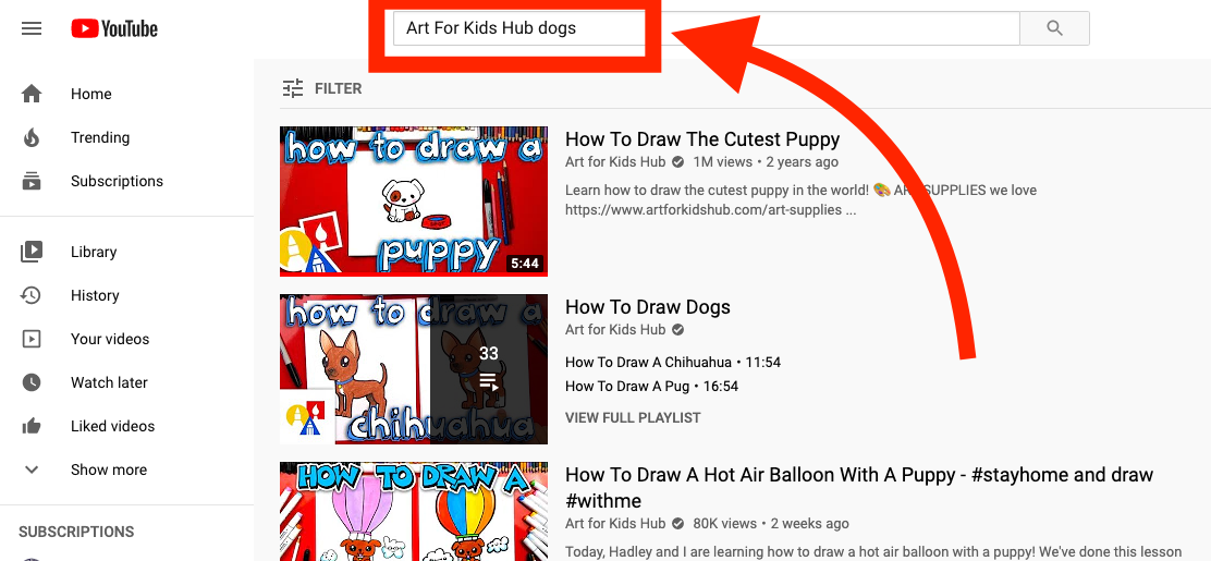 Where did the search bar go on your YouTube channel? – Art For Kids Hub